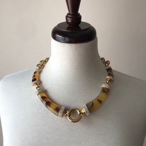 Tortoiseshell or horn look rhinestone necklace